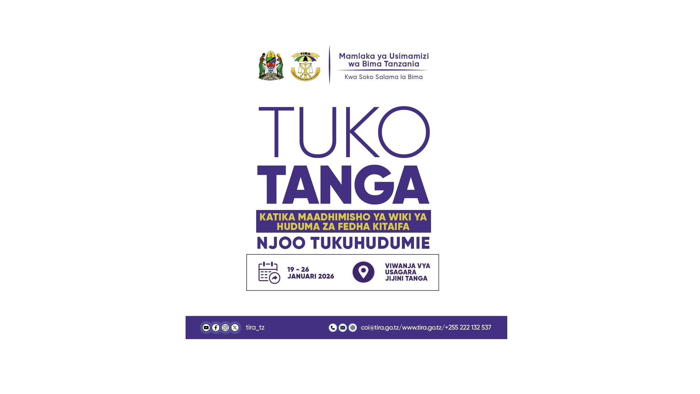 Maadhimisho ya Wiki ya Huduma za Fedha Kitaifa - elimu ya bima kutolewa Tanga