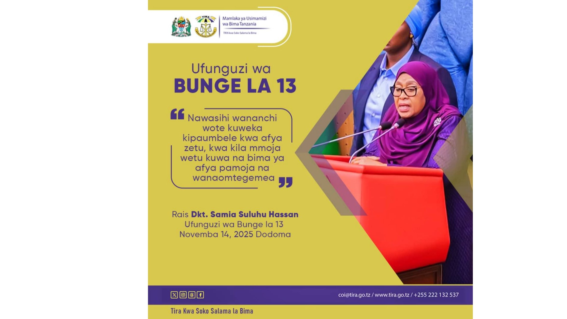 Ufunguzi wa Bunge la kumi na tatu na sekta ya bima Tanzania